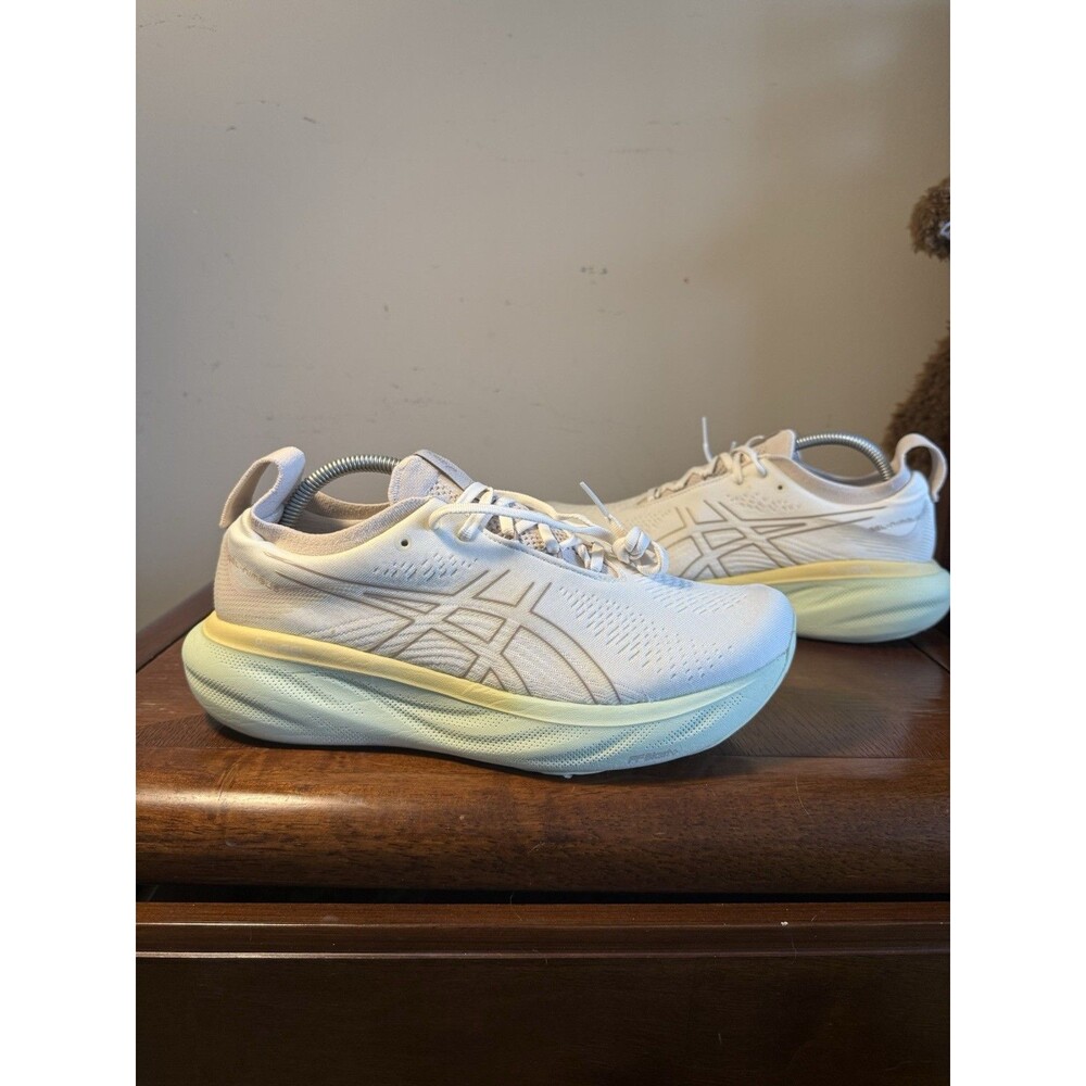 Asics Gel-Nimbus 25 Womens Size 11 Beige Green Athletic Running Shoes Sneakers